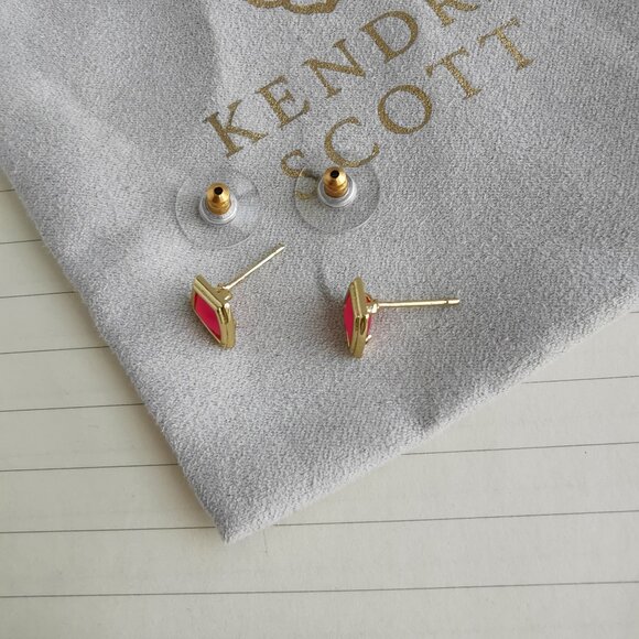 Monica Gold Light Burgundy Illusion Stud Earrings - Kendra Scott - Picture 2 of 4